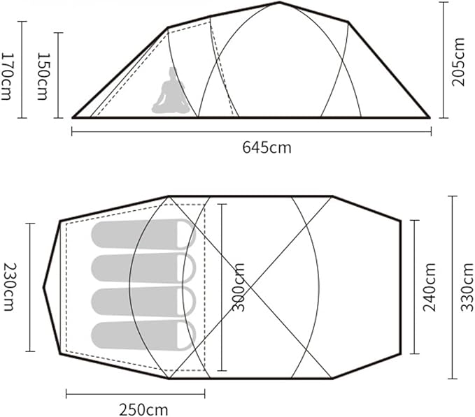 Outdoor Camping Tent Rain and Sun Protection Tunnel Tent Family Tent for Hiking Backpacking Traveling
