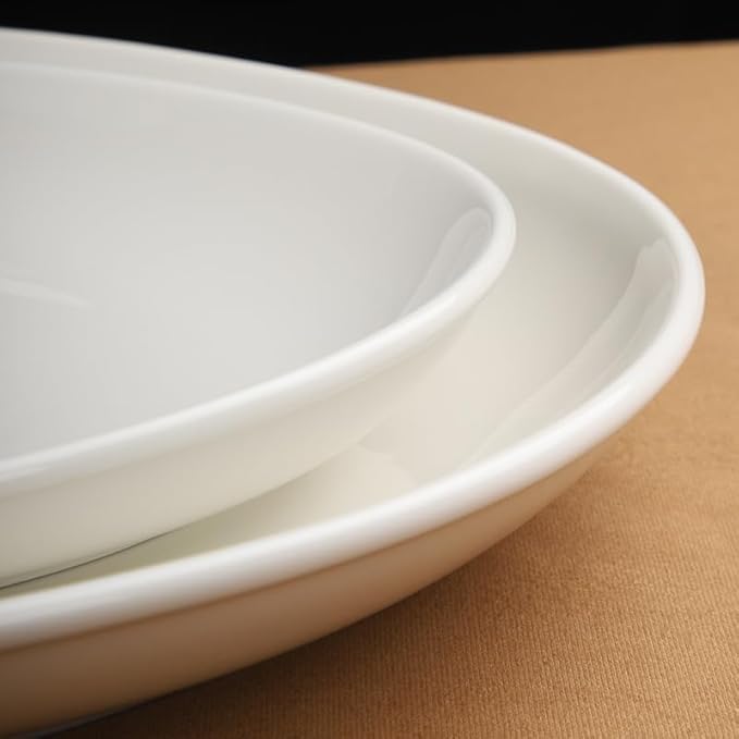 Camping Plates White Ceramic Tableware Large Plate Chicken Oval Fish Home Steamed Decorative Plate(20inch)
