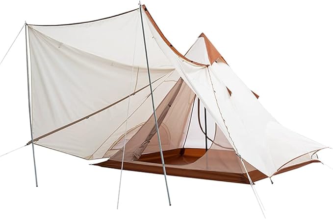 GeRRiT Family Camping Tent Large Waterproof Double Layer Pyramid Tipi Tent Camping Mongolian Yurt Tent for Picnic, Festival