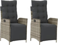 Reclining Patio Chairs 2 pcs with Footrest Gray Poly Rattan Porch Chairs Camping Chairs Patio Chairs Living Room Chairs for Dining Patio Bedroom Outdoor