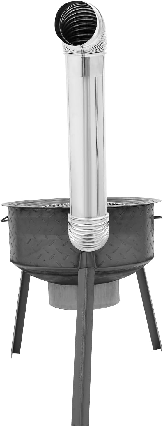 Wood Burning Stove with Grill Rack, Portable Camping Rocket Stove Chimney Charcoal Grill & Furnace Rings, for Outdoor Backyard Cooking, Picnic and Barbecue (Gray, 20.5 in)