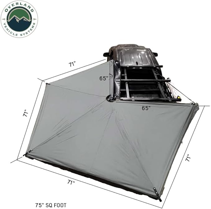 Overland Vehicle Systems HD Nomadic 270 LTE Drivers Side Awning | Dark Gray | Includes Black Travel Cover | 19679907