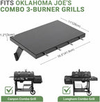 GRISUN Grill Front Shelf for Oklahoma Joe’s Canyon Combo & Longhorn Combo Grill – 16.5" x 5.5" Heavy-Duty Coated Steel BBQ Prep Shelf with 4 Tool Hooks, Front Shelf Replacement Accessory
