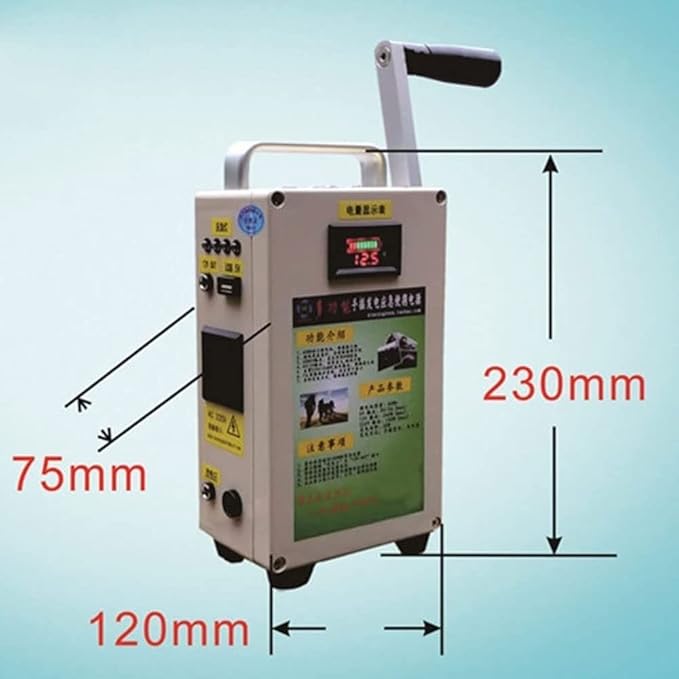 Hand Crank Generator 20W, Portable Manual Emergency Power Supply, 220V/12V/5V Household Electric Starter Kit, Outdoor Mobile Power for Camping Field Exploration