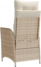Reclining Patio Chairs 2 pcs with Cushions Beige Poly Rattan Porch Chairs Camping Chairs Patio Chairs Living Room Chairs for Dining Patio Bedroom Outdoor