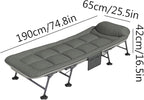 Oxford Cloth Camping Cot with Mattress, Durable Portable Folding Bed for Sleeping, 6-Position Folding Chaise Lounge Chair, Green