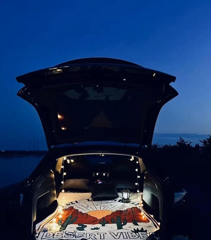 Customized for Tesla Model Y Air Mattress, Drop Stitch Portable Camping Mattress, Comfort Car Sleeping Mat with Manul Air Pump,Storage Bag, Tesla Model Y Accessories