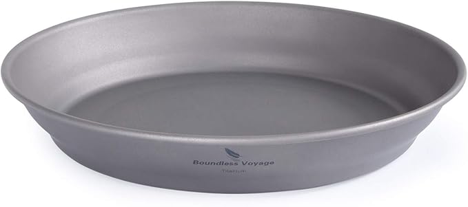 Boundless Voyage Ultralight Titanium Bowl Pan Plate Dish with Carry Bag Outdoor Camping Portable Tableware Cookware (Ti15166B (Plate-S))