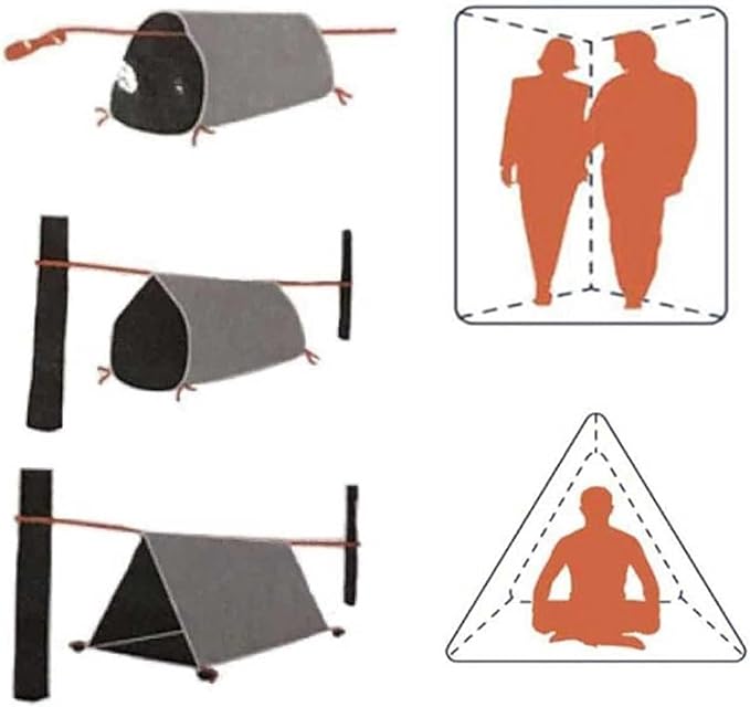 2 Person Mylar Emergency Shelter Tube Tent + Paracord • All-Weather Protection for Camping, Hiking, & Survival Kits Sliver
