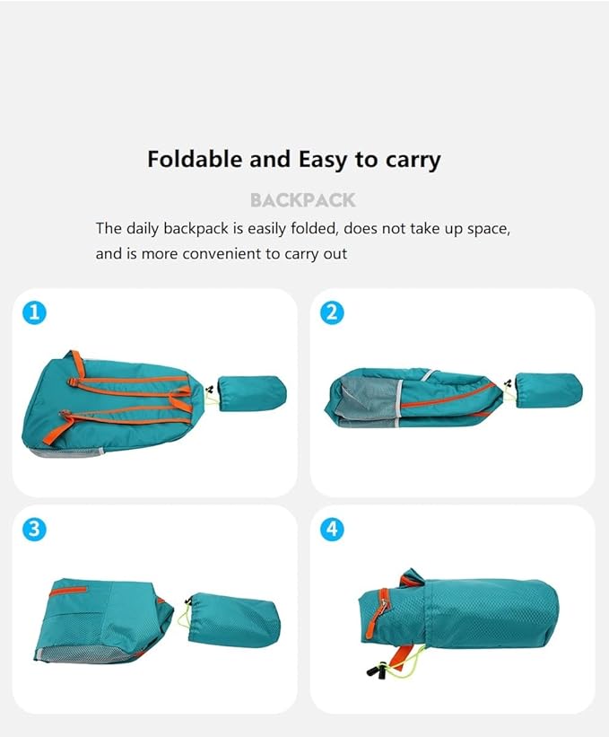 25L Foldable Backpack & Bucket Hat 2 IN1 Combo, Lightweight packable Travel Set, Compact Daypack Sun Fisherman Hat (Lake Blue)