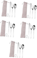 Yardwe 5sets Portable Camping Cutlery Stainless Steel Utensils Fork Spoon and for Bbq Picnic and Outdoor Cooking Compact and Easy to Carry Tableware