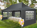 COBIZI 10x20 Pop Up Canopy Tent with Sidewalls, Outdoor Party Tent, Waterproof & UV50+, 3 Adjustable Heights, Higher Frame Design for Parties Backyard, Weddings, Markets, Gray