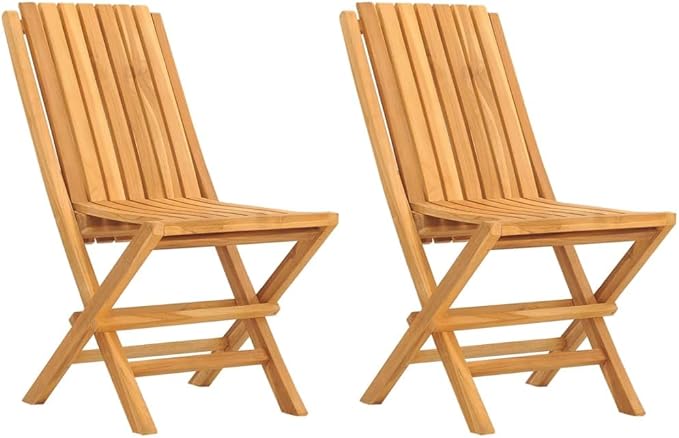 Folding Patio Chairs 2 pcs,Outdoor Chairs,Club Chairs,Decorative Chair,Camping Chair,Camping Chair,Reception Chair,Bistro Chair,for Patio,Balcony,Party,18.5"x18.5"x35" Solid Wood Teak