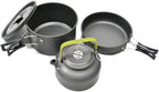 Light Aluminum Alloy Camping Cookware Utensils Outdoor Cooking Teapot Picnic Tableware Kettle Pot Frying Pan 3pcs/Set