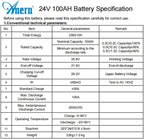 Anern 24V 100Ah LiFePO4 Lithium Battery, 2560Wh Deep Cycle LiFePO4 Battery with 100A BMS, 15000+ Cycles, 10-Year Lifespan, Ideal for Solar Energy Storage, Off-Grid Camping, RV, Trolling Motor