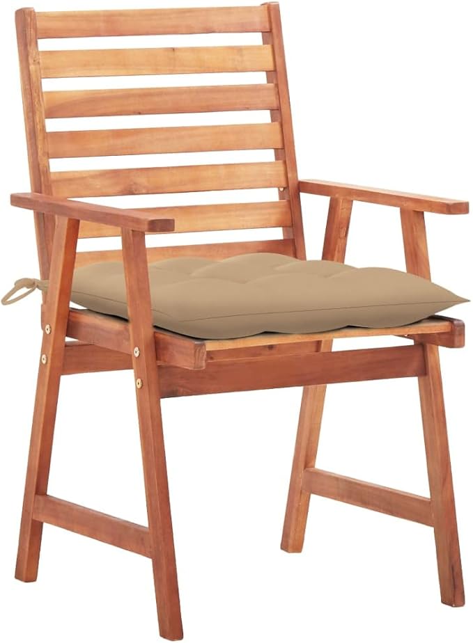 Patio Dining Chairs 2 pcs,Lawn Chair,Camping Chair,Garden Chair,Featuring Slatted Design,Waterproof Cushion,Each Cushion Features 2 Sets of Ropes, with Cushions Solid Acacia Wood