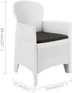 Patio Chairs ,Dining Chairs,Camping Chair,Study Chair,Coffee Chair,Beach Chair,Garden Chairs,Patio Funiture,for Deck, poolside,Camping,Beach,Campsite,2 pcs with Cushion White Plastic Rattan Look