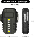 Torch Lighter, 2 Pack Butane Windproof Outdoor Gas With Adjustable Jet Flame, for Fireplace Fireworks Grill Camping BBQ, Gifts for Men (Without Gas) (Black+Black)