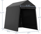 Outdoor Storage Tent 6 * 8 FT,Storage Shelter Shed,Waterproof Carport with Roll Up Doors & Vents Outdoor Storage Shed for ATV,Bike, Motorcycle, and Gardening Tools-Black