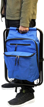 Preferred Nation Seated Cooler Backpack, 3 in 1 Portable Camping Backpack with Cooler and Folding Chair Stool, Leak Proof | Great for Fishing, Camping, Outdoor Events, Picnics or Beach