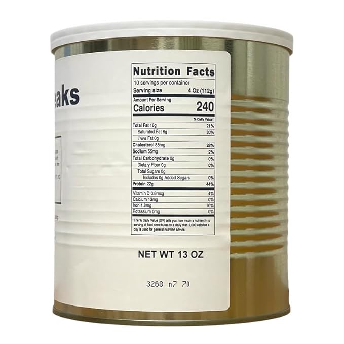 Military Surplus Freeze Dried Uncooked Sirloin Steaks Can, Jarred and Packed Emergency Food Supply Survival, Camping, Backpacking Long Term Food Storage 25+ years shelf life | Easy Prep Survival Food