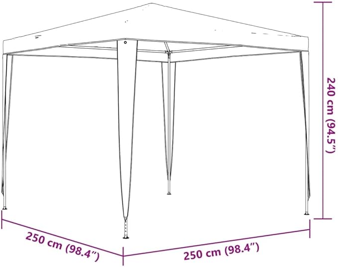 White Polyethylene Party Tent with Iron Frame 8.2 x 8.2 ft Outdoor Canopy for Gatherings and Celebrations, Waterproof and UV Resistant, Easy Setup, Durable Shelter