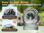 Portable Misting Camping Fan Rechargeable, 20000mAh Cordless Battery Powered Fan with LED Lantern - Rechargeable Camping Fan with Remote, 360° Pivot Hook for Outdoor, Hurricane, RV, Tent, Office