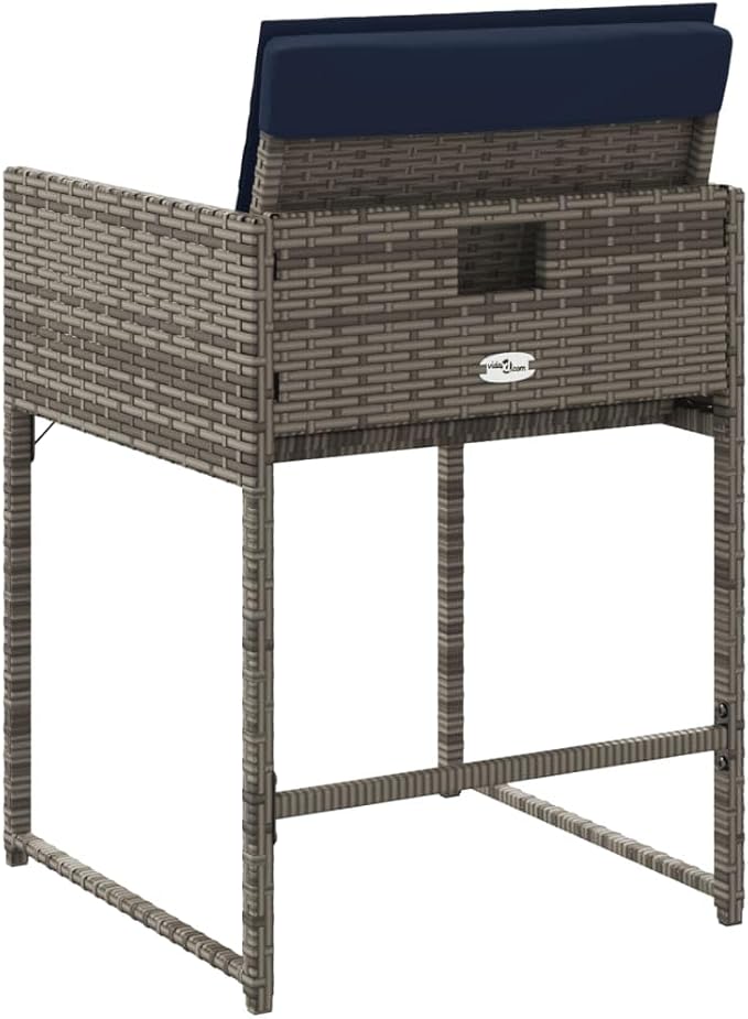 Patio Chairs with Cushions 4 pcs Gray Poly Rattan Dinning Chairs Camping Chair Patio Chairs Outdoor Chairs for Bedroom Patio Dining Outdoor