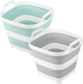 2 Pack Collapsible Ice Bucket with 2.77 Gal / 10.5L Each, Foldable Bottle Drink Cooler for Wine, Beer and Champagne, Space Saving Tub for House Cleaning, Outdoor Waterpot for Garden or Camping