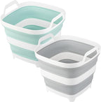 2 Pack Collapsible Ice Bucket with 2.77 Gal / 10.5L Each, Foldable Bottle Drink Cooler for Wine, Beer and Champagne, Space Saving Tub for House Cleaning, Outdoor Waterpot for Garden or Camping