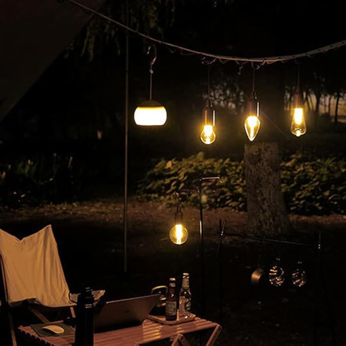 Solar Camping Lights Outdoor Waterproof - 3 Mode Portable LED Lantern with Solar/USB Charging, Hanging Hook for Camping, Hiking, Emergency, Backpacking, Tents (Tapered)