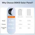 DOKIO 400W (4×100W) Flexible Solar Panels 18V Monocrystalline for 12V Battery Charging, Semi-Flexible ETFE Lightweight with MC4, Expandable for RV Marine Camper Van Trailer Off-Grid Systems