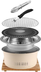 SANQIAHOME Stainless Steel Charcoal Portable Barbecue Grill, 10.5 Inches Non-Stick,Round,Barbecue or Hot Pot, Boiling Water,Charcoal Stove for Home Party Outdoor Camping