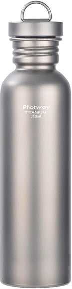 25oz Titanium Water Bottle, Ultralight Single Wall Titanium Flask for Boiling Water, Leakproof Sports Bottle for Camping, Hiking, Cycling & Outdoor Use