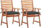 Patio Dining Chairs ,Bistro Chair,Camping Chair,Armchair,Outdoor Chairs,Beach Chair,Fishing Chairs,Barbecue Chairs,for Deck, poolside,Camping,Beach,Campsite,2 pcs with Cushions Solid Acacia Wood