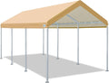 ADVANCE OUTDOOR 10x20 ft Heavy Duty Carport Potable Car Canopy Garage Party Tent Boat Shelter, Adjustable Height from 9.5 ft to 11 ft, Beige