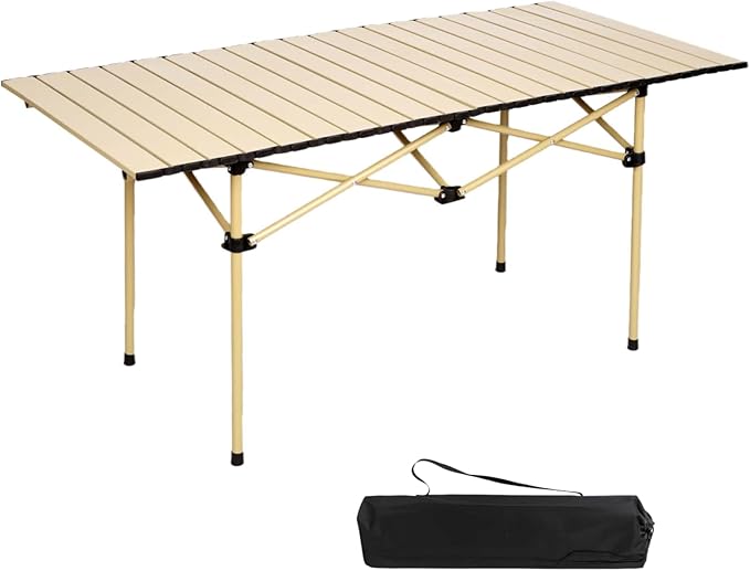 Camping Table，Portable Folding Table,with Carry Bag，Suitable for Indoor, Outdoor, Camping, Backyard, Party, Patio, The Yellow Camping Table at The Beach
