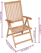 Reclining Patio Chairs 4 pcs,Bistro Table and Chairs Outdoor,Portable Camping Chair,Lawn Chair,Garden Chair,7 Reclining Positions,for Yard, Balcony, Porch, Solid Teak Wood