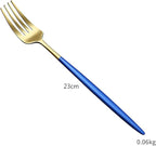 Matte Blue Flatware set, 90 Piece Blue Handle 18/10 Stainless Steel Tableware Sets for 18 Including Forks Spoons Knives, Camping Silverware Travel Utensils Set Cutlery (90pcs)
