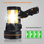 Super Bright Handheld Spotlight Flashlight LED High lumens Rechargeable, Most Powerful Spot Lights Hand held Large Capacity 10000 Long Lasting High Power Searchlight Big Flashlight