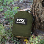 Fox Outfitters Neolite Double Camping Hammock - Lightweight Portable Nylon Parachute Hammock for Backpacking, Travel, Beach, Yard. Hammock Straps & Steel Carabiners Included (Khaki/Olive Green)