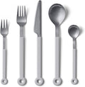 mono Ring Flatware Sets in Black, White, Blue and Grey (White, 5pc Set)