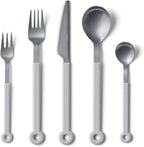 mono Ring Flatware Sets in Black, White, Blue and Grey (White, 5pc Set)