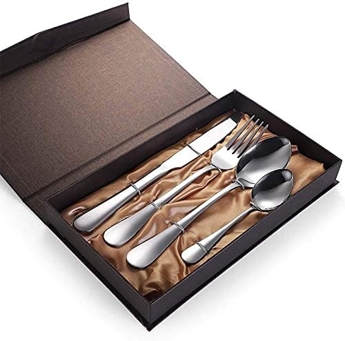 Premium 16-Piece Stainless Steel Flatware Set for 4, Black Cutlery Set with Knife, Fork & Spoon, Durable 304 Stainless Steel Silverware, Perfect for Dining & Entertaining