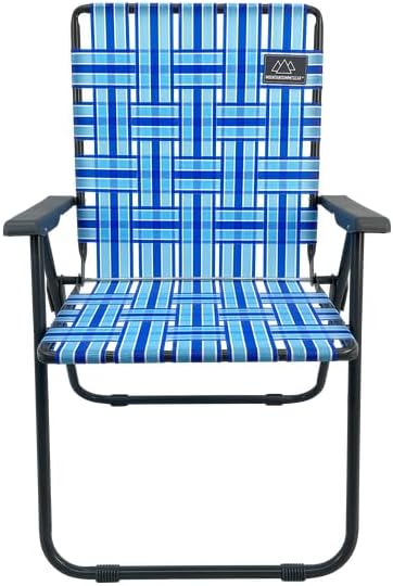 MOUNTAIN SUMMIT GEAR Retro Webbed Camping Chair - Lightweight, Foldable, Durable Steel Frame, 300lb Capacity, Vintage Stripes by Caddis Sports (4, Ocean Blue)