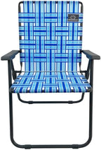 MOUNTAIN SUMMIT GEAR Retro Webbed Camping Chair - Lightweight, Foldable, Durable Steel Frame, 300lb Capacity, Vintage Stripes by Caddis Sports (4, Ocean Blue)