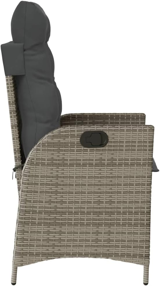 Reclining Patio Chair with Cushions Gray Poly Rattan Porch Chairs Camping Chairs Patio Chairs Living Room Chairs for Dining Patio Bedroom Outdoor