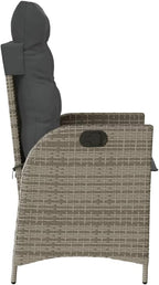 Reclining Patio Chair with Cushions Gray Poly Rattan Porch Chairs Camping Chairs Patio Chairs Living Room Chairs for Dining Patio Bedroom Outdoor