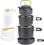 Cookware Pans Camping Cooking Kit Camping Cooker Pan Set Kit Aluminum Camping Cookware Set for 4-5 People, Portable Outdoor Pan Pot and Kettle Tableware - Picnic