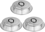 3 Sets BBQ Accessories 12 Inch Round Stainless Steel Basting Cover Wok Lids- Cheese Melting Dome and Steaming Cover, Best fits for Blackstone Camp Chef Flat Top Griddle Grill Cooking Indoor or Outdoor